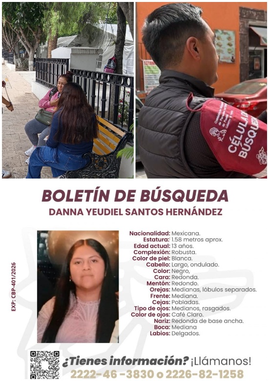 Comisión Estatal de Búsqueda mantiene protocolo para localizar a menor Danna Yeudiel