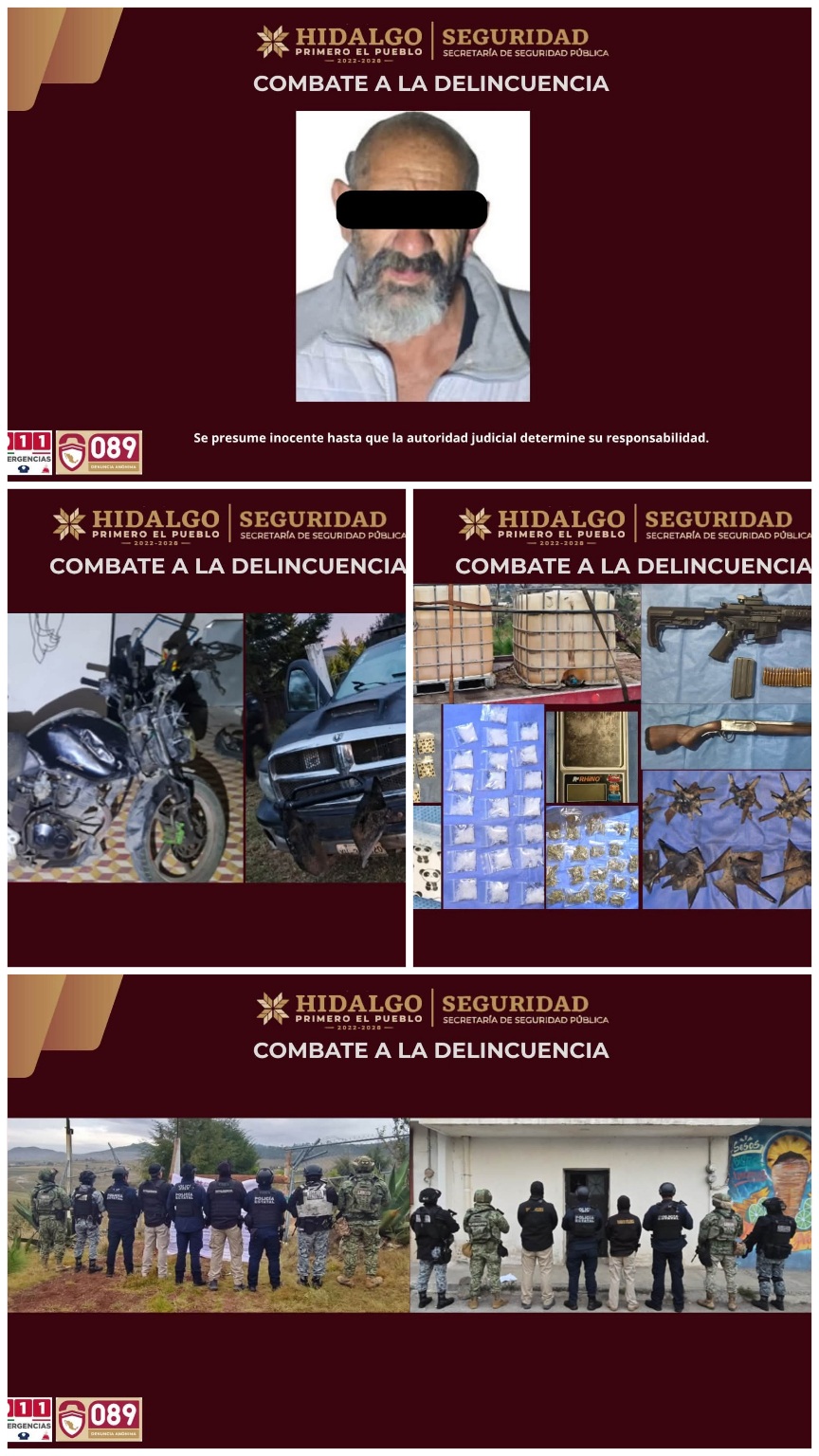 Asegura SSPH más de mil 400 dosis de presuntos narcóticos y 2 mil 700 litros de hidrocarburo en Cuautepec