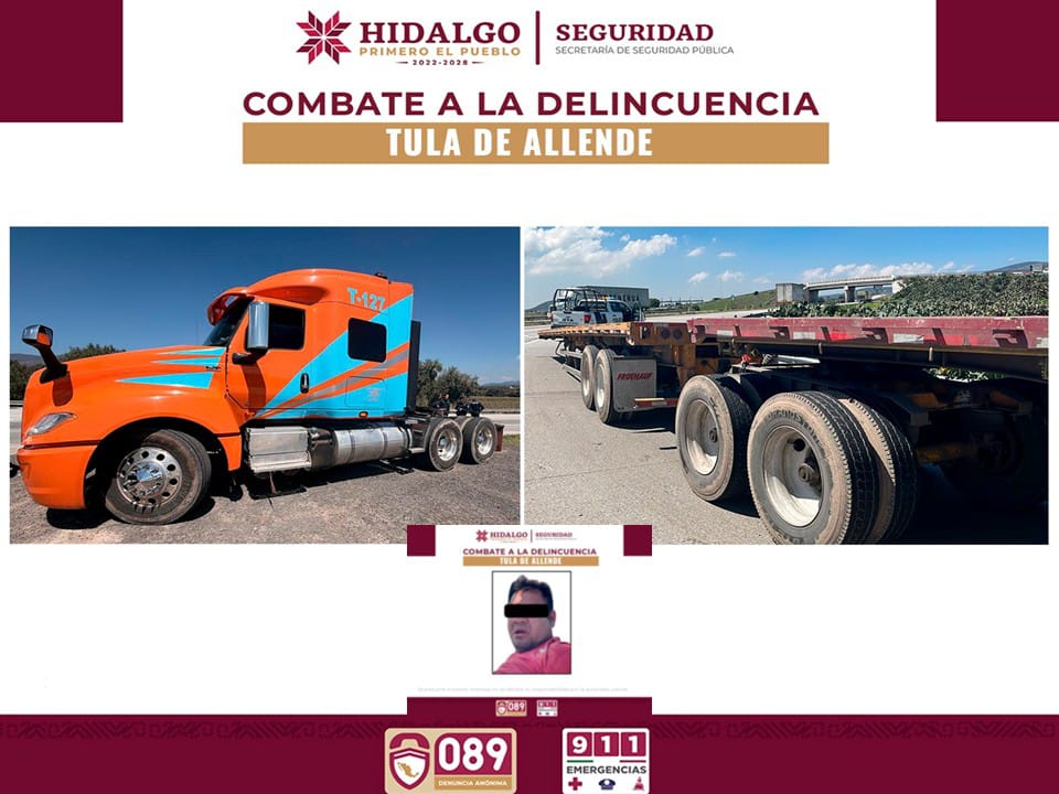 Coordinación operativa permite detener a una persona por presunto robo a transporte de carga
